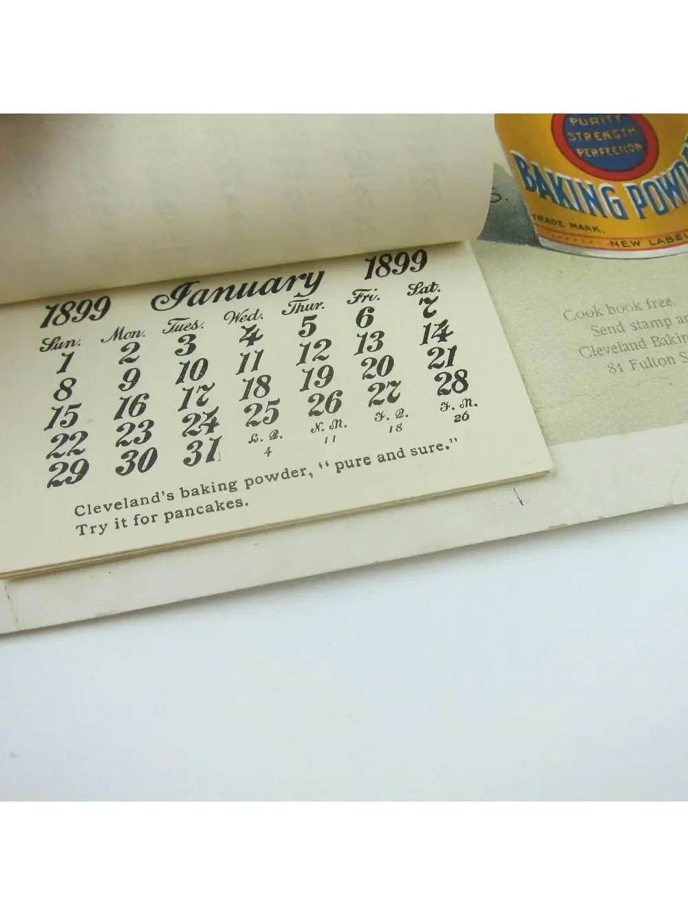 Advertising Wall Calendar Victorian Girl Clevelands Superior Baking Powder 1898